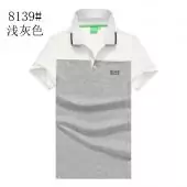 hugo boss t-shirt slim fit pas cher polo lapel short sleeves b8139 gray